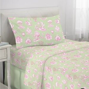 Katie Kime Wicked full sheet set sage/pink fantasy floral pattern